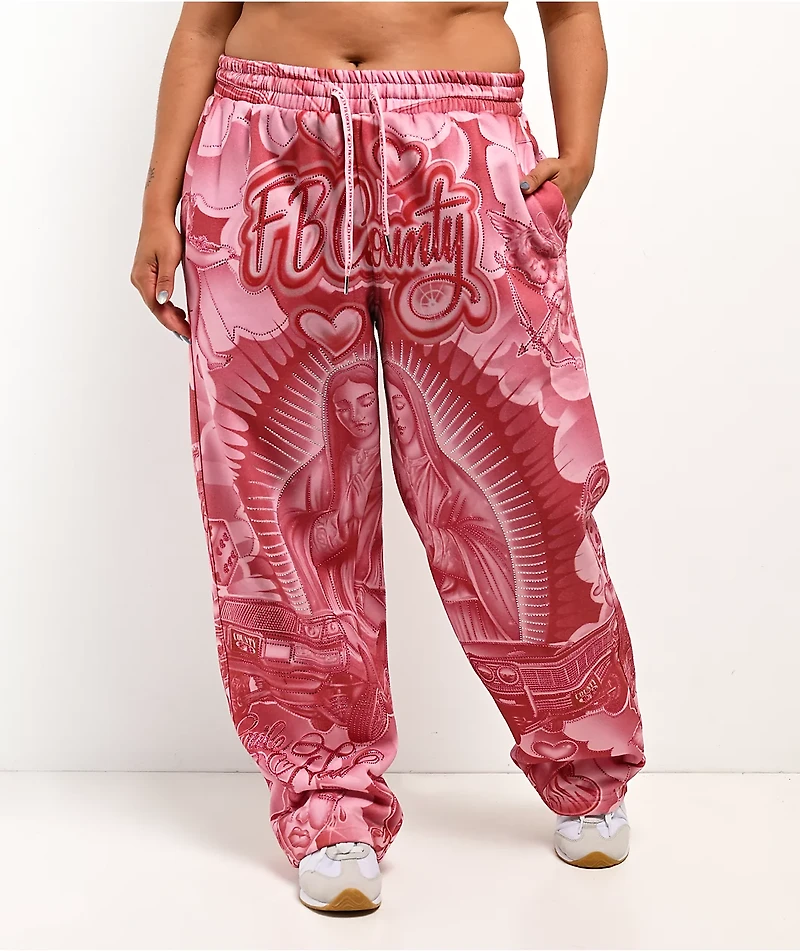 FB County Mi Amor Rhinestone Pink Sweatpants