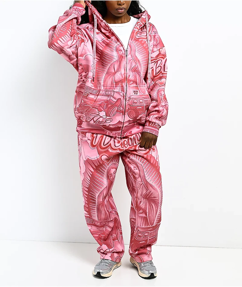 FB County Mi Amor Rhinestone Pink Sweatpants