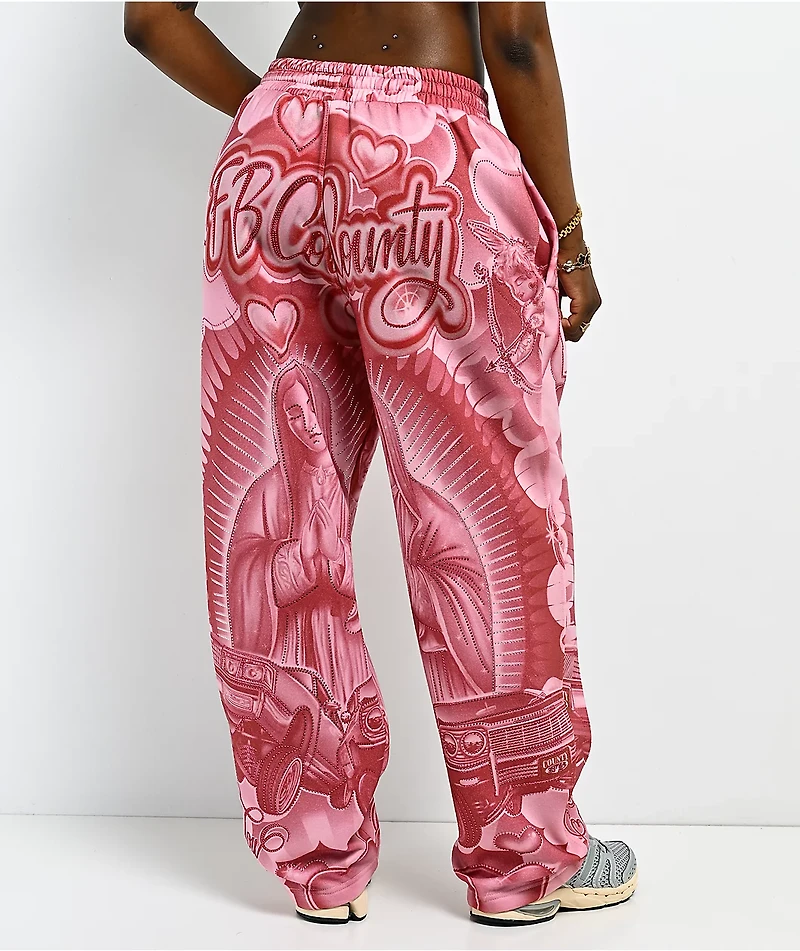 FB County Mi Amor Rhinestone Pink Sweatpants