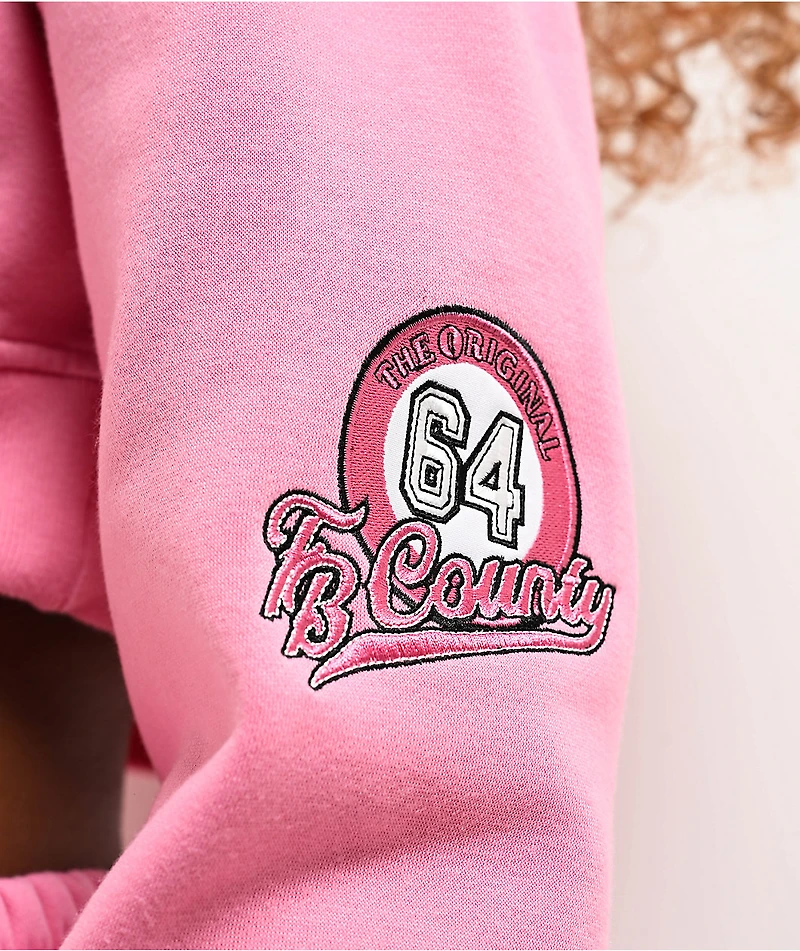 FB County Old School Pink Crop Hoodie