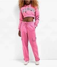 FB County Old School Pink Crop Hoodie