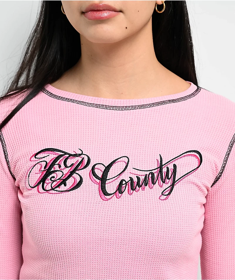 FB County Pink Crop Thermal Long Sleeve T-Shirt