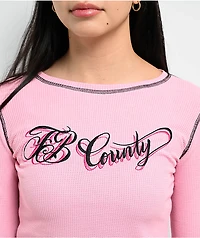 FB County Pink Crop Thermal Long Sleeve T-Shirt