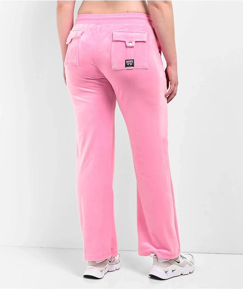 FB County Pink Velour Track Pants