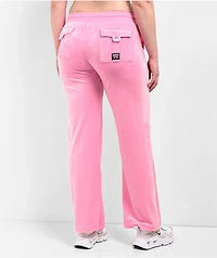FB County Pink Velour Track Pants