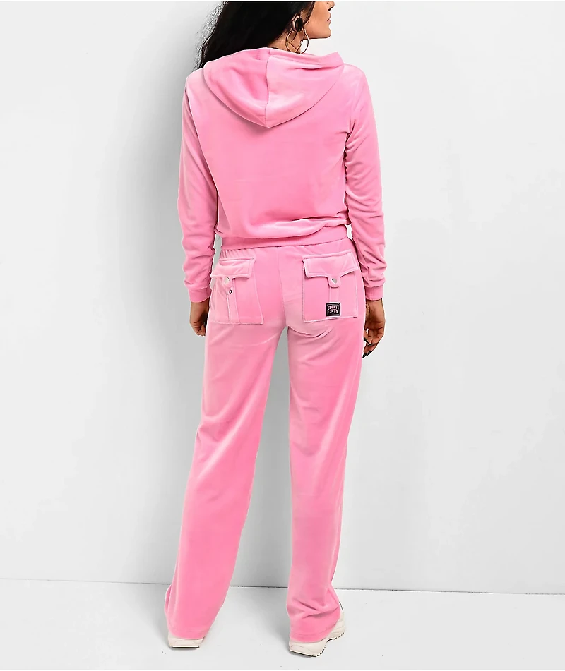 FB County Pink Velour Zip Hoodie