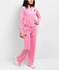 FB County Pink Velour Zip Hoodie