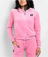 FB County Pink Velour Zip Hoodie