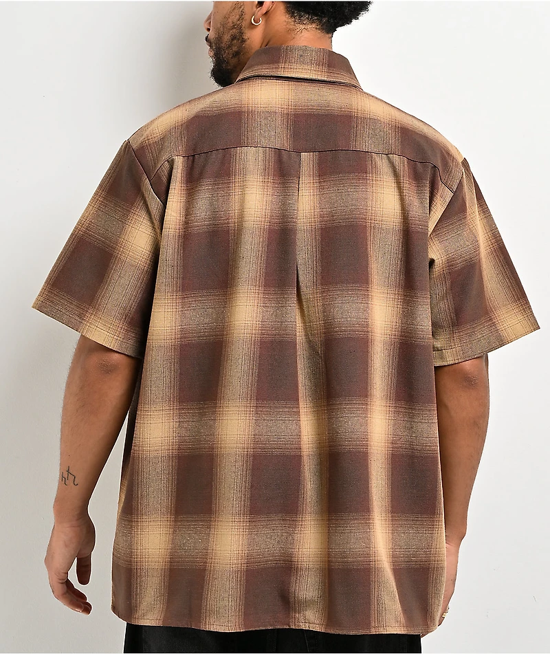 FB County Plaid Brown & Tan Button Up Shirt
