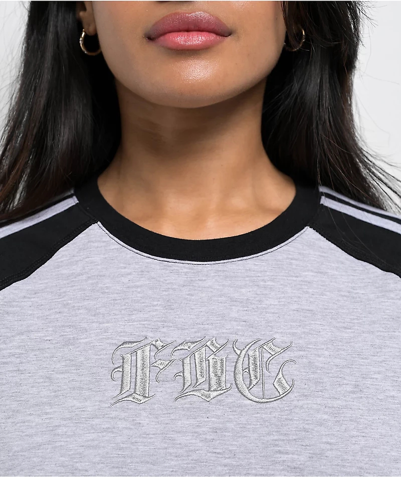 FB County Pop Stitch Grey & Black Boxy Crop T-Shirt