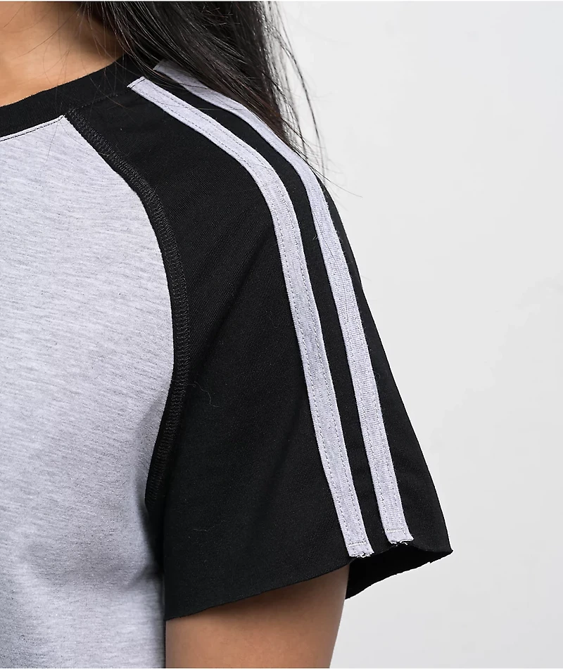 FB County Pop Stitch Grey & Black Boxy Crop T-Shirt