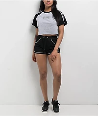 FB County Pop Stitch Grey & Black Boxy Crop T-Shirt