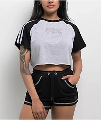 FB County Pop Stitch Grey & Black Boxy Crop T-Shirt