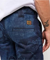 FB County Printed Hard Navy Loose Fit Jeans