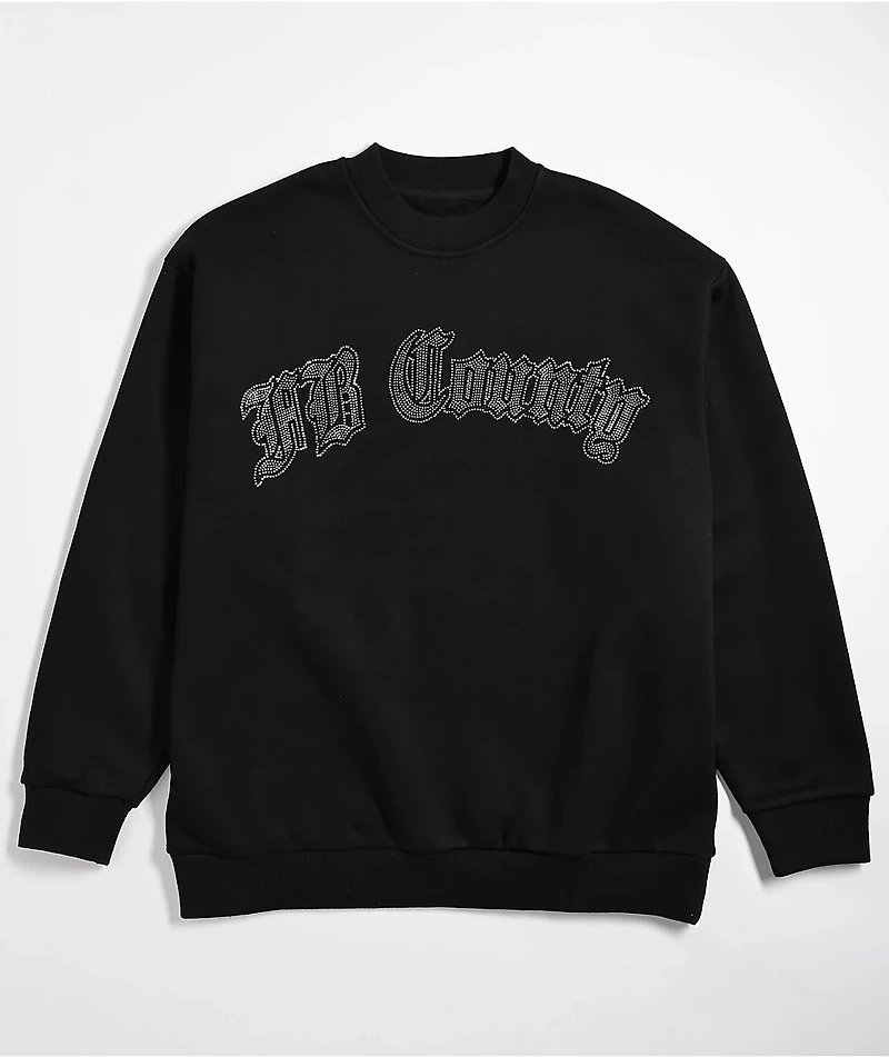 FB County Rhinestone Black Crewneck Sweatshirt