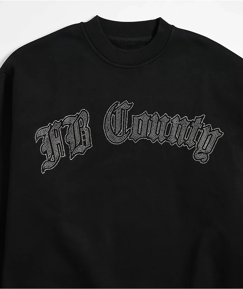 FB County Rhinestone Black Crewneck Sweatshirt