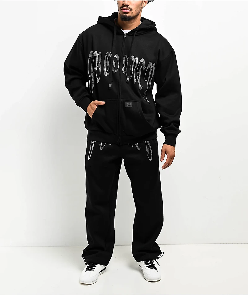 FB County Rhinestone Black Zip Hoodie