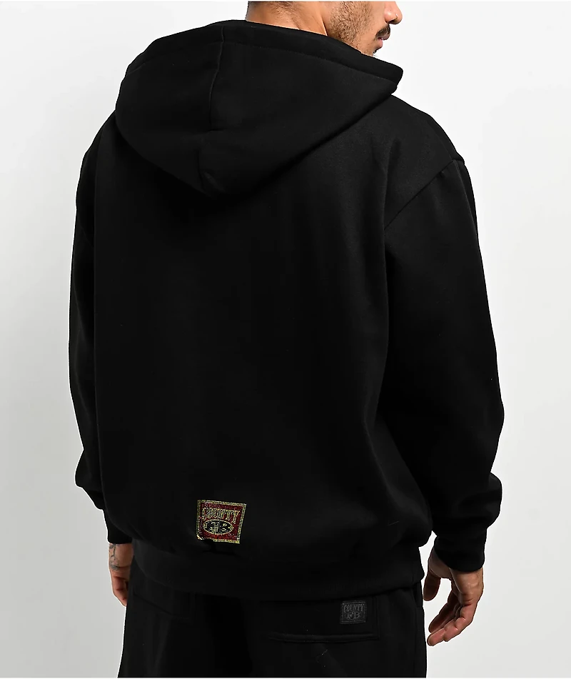 FB County Rhinestone Black Zip Hoodie