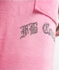 FB County Rhinestone Pink Velour Track Pants