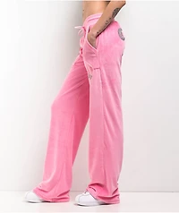FB County Rhinestone Pink Velour Track Pants