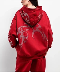 FB County Rhinestone Red Zip Hoodie