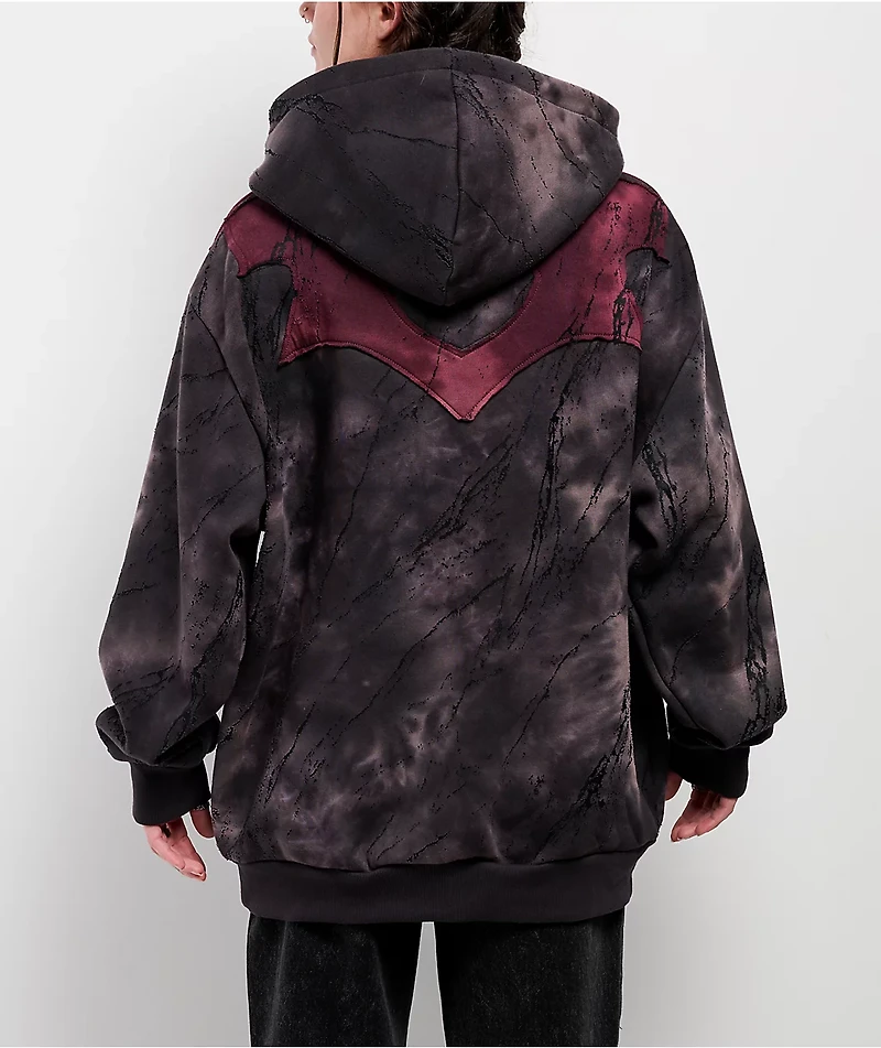 FB County Rhinestone Skull Black Wash Hoodie