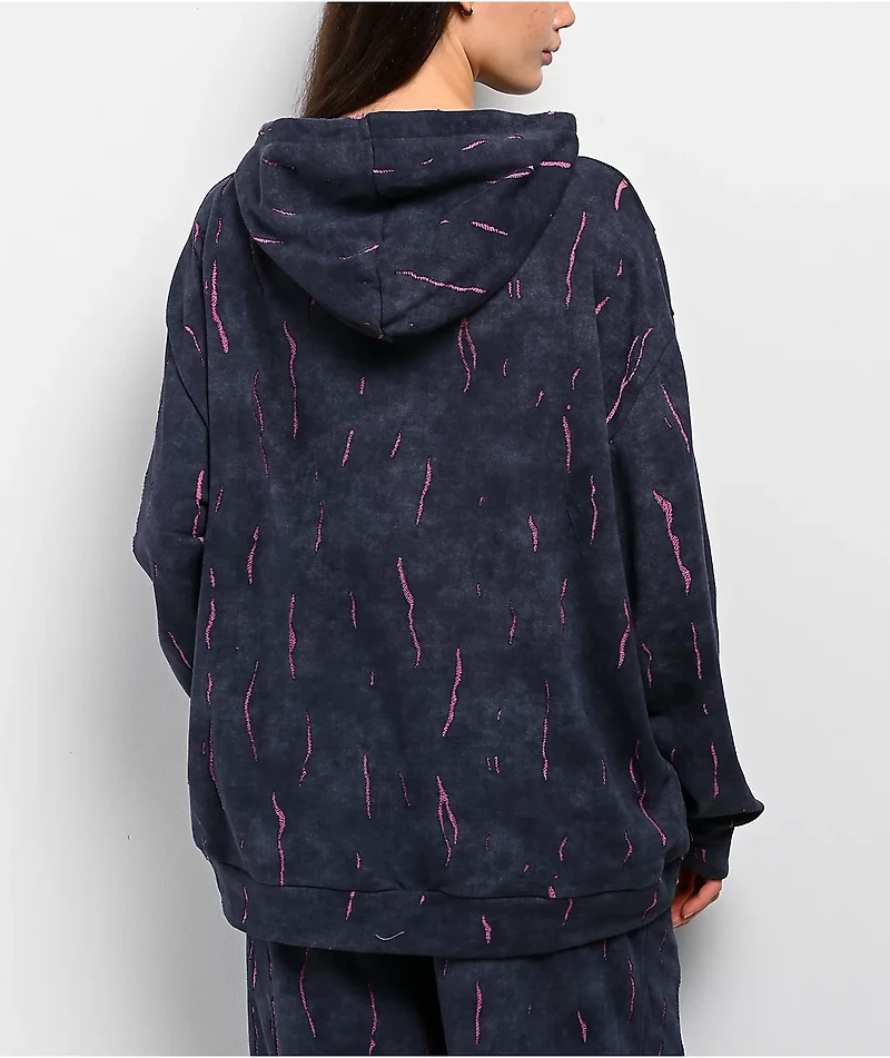FB County Ripped Up Black Wash Hoodie