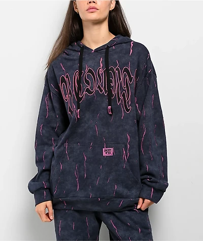 FB County Ripped Up Black Wash Hoodie