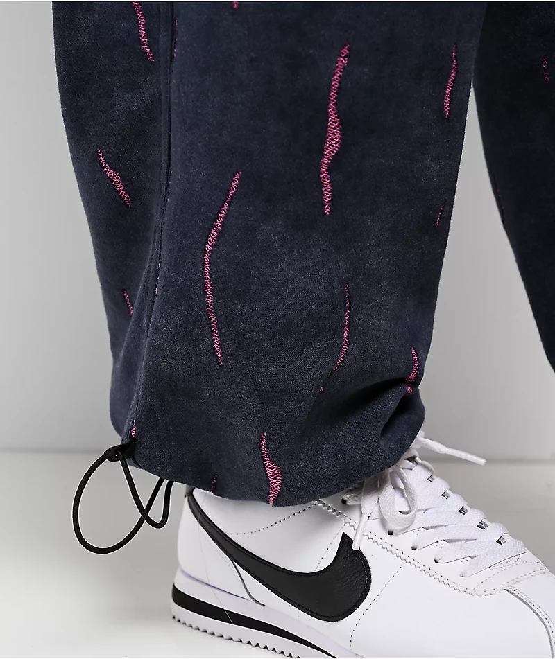 FB County Ripped Up Black Wash Sweatpants