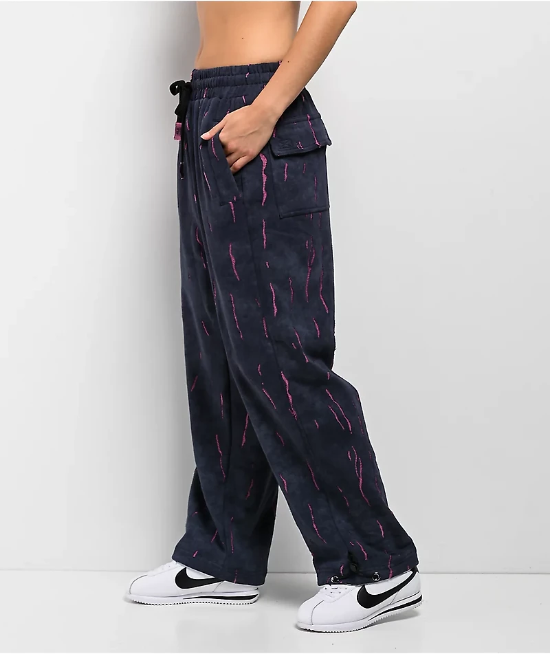 FB County Ripped Up Black Wash Sweatpants