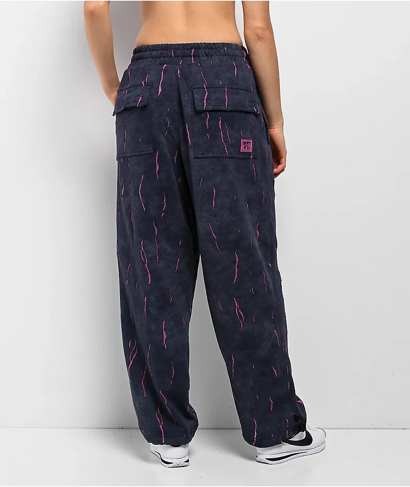 FB County Ripped Up Black Wash Sweatpants