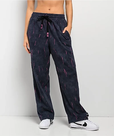 FB County Ripped Up Black Wash Sweatpants
