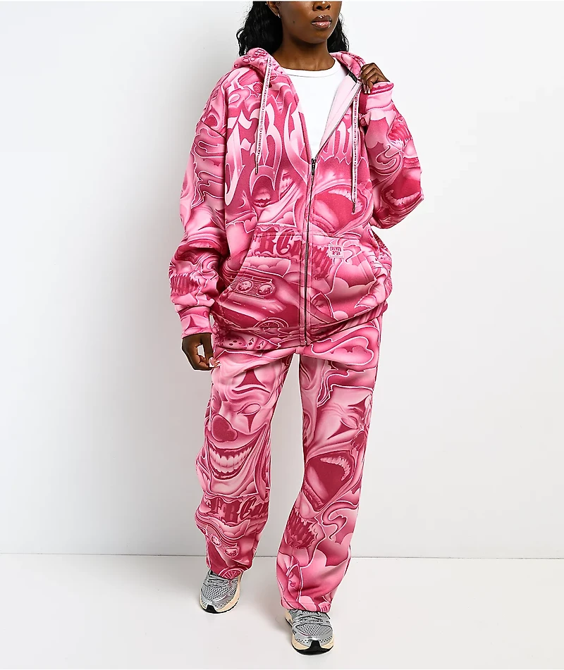 FB County Smile Now Cry Later Pink Zip Hoodie