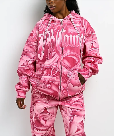 FB County Smile Now Cry Later Pink Zip Hoodie