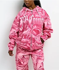 FB County Smile Now Cry Later Pink Zip Hoodie