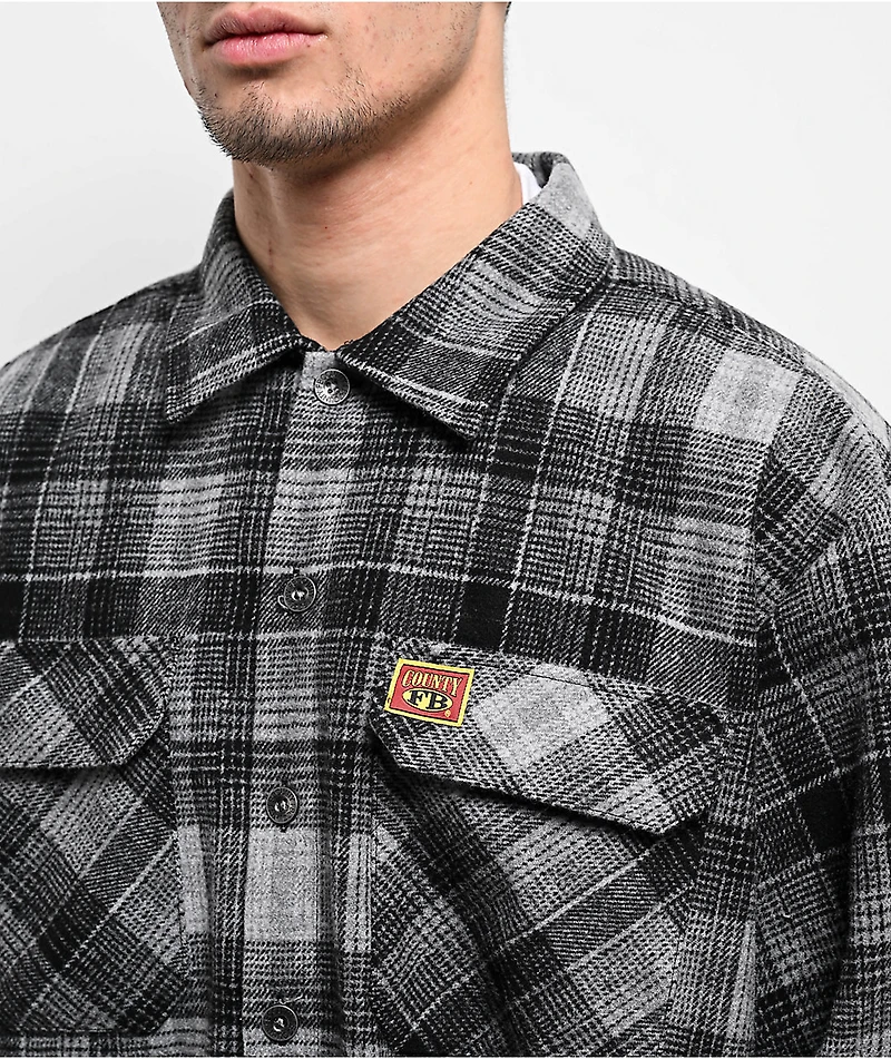 FB County Super Heavyweight Wool Black & Grey Flannel Shirt