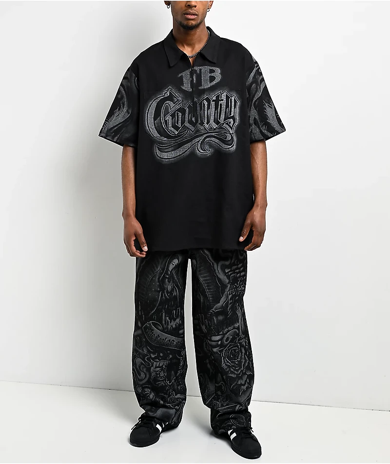 FB County Tatted Black Quarter Zip Shirt