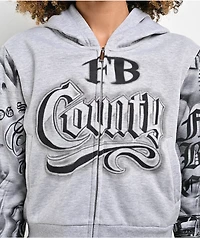 FB County Tatted Up Grey Crop Zip Hoodie