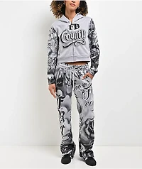 FB County Tatted Up Grey Crop Zip Hoodie