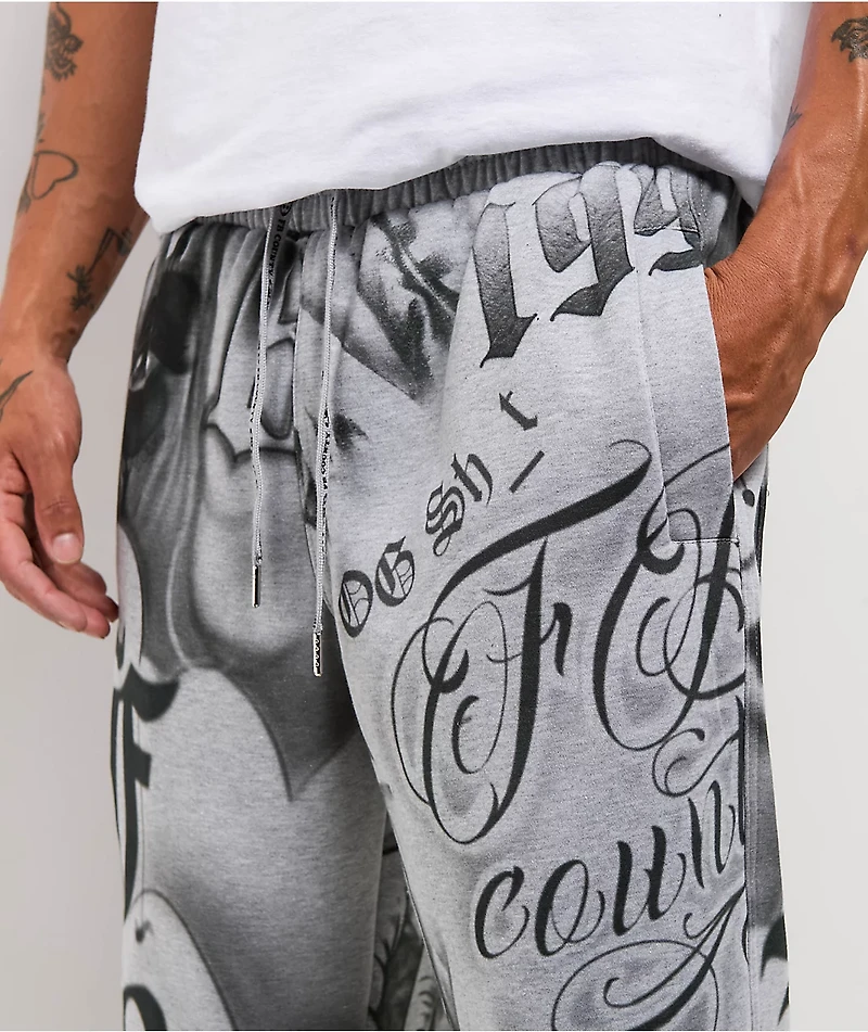 FB County Tatted Up Grey Loose Fit Sweatpants