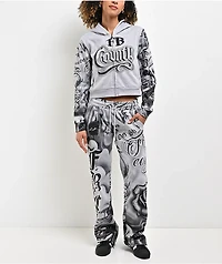 FB County Tatted Up Grey Straight Leg Sweatpants