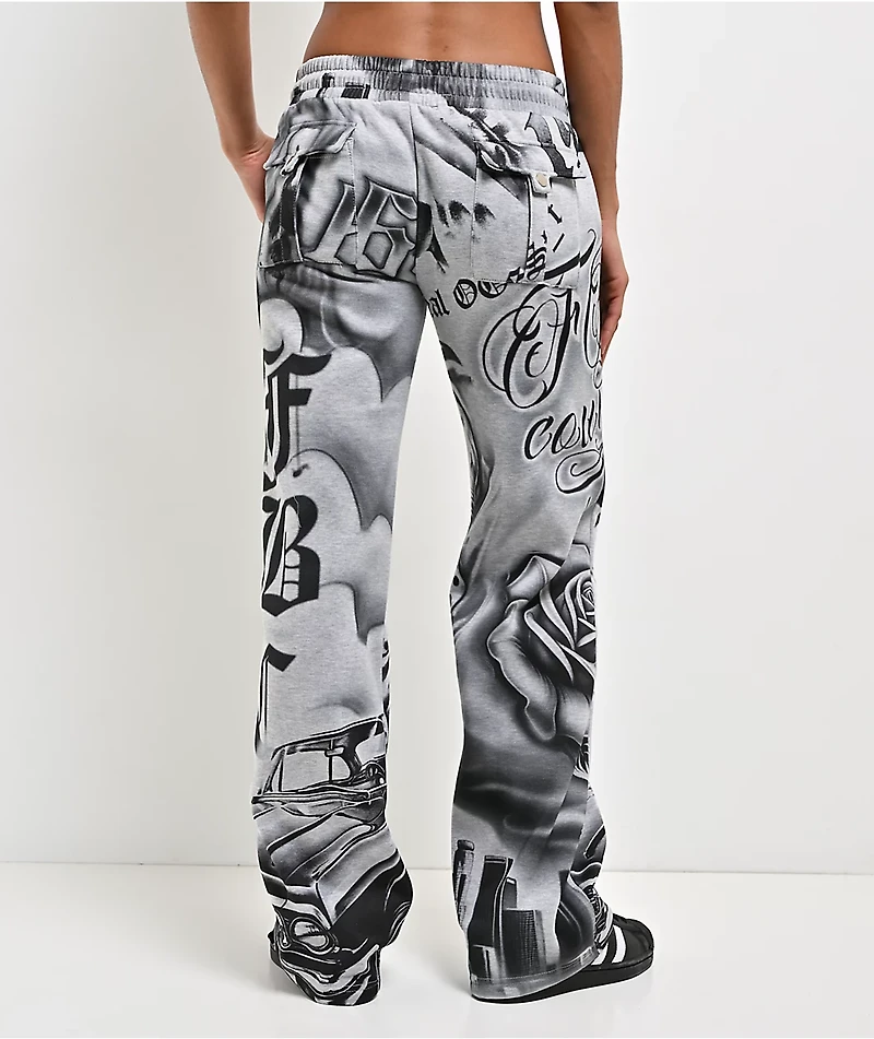 FB County Tatted Up Grey Straight Leg Sweatpants
