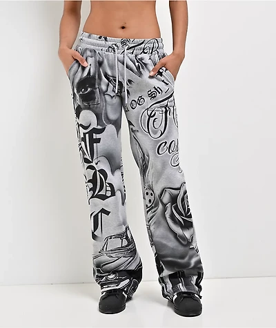 FB County Tatted Up Grey Straight Leg Sweatpants