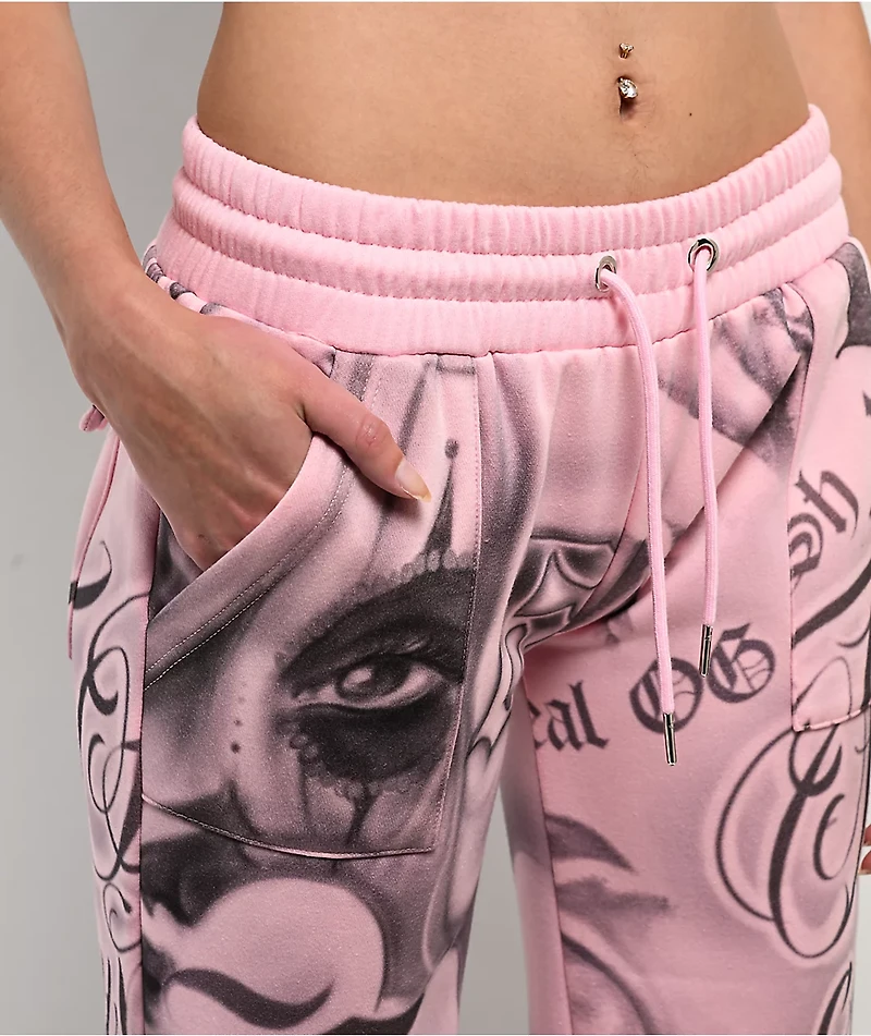 FB County Tatted Up Pink Straight Leg Sweatpants
