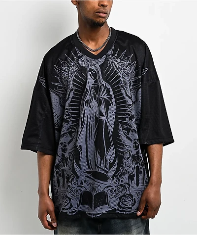 FB County Virgin Mary Black Mesh Football Jersey