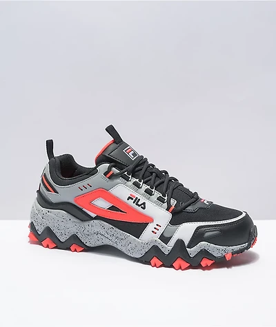 FILA Oakmont Trail Black & Fiery Coral Shoes