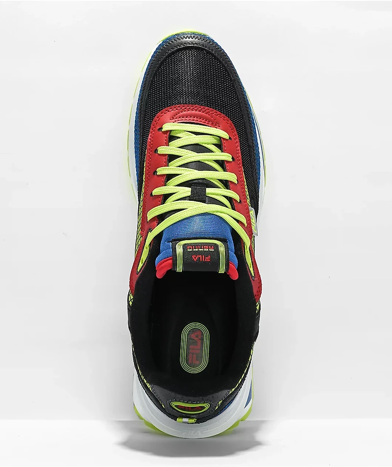 FILA Renno Black, Prince Blue, Neon Green, & Red Shoes