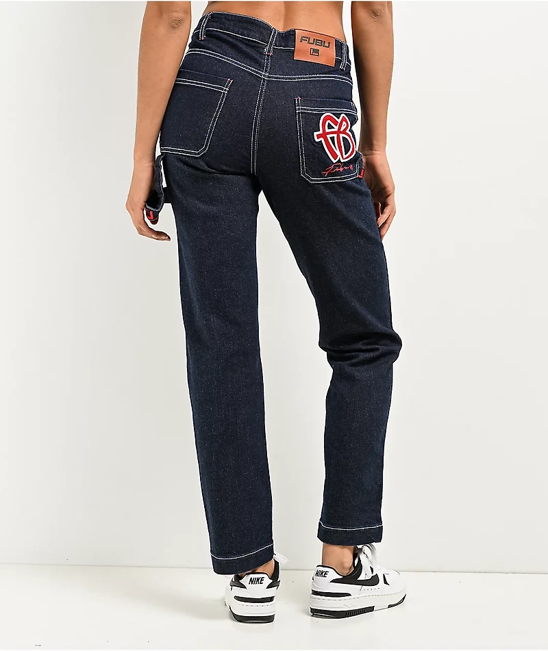 thumbnail image 2 of FUBU Y2K Dark Blue Cargo Carpenter Jeans - Men's 34L, Relaxed Fit, NWT 2 of 6