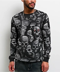 Famous Skulls & Straps Skulls Black Thermal Long Sleeve T-Shirt