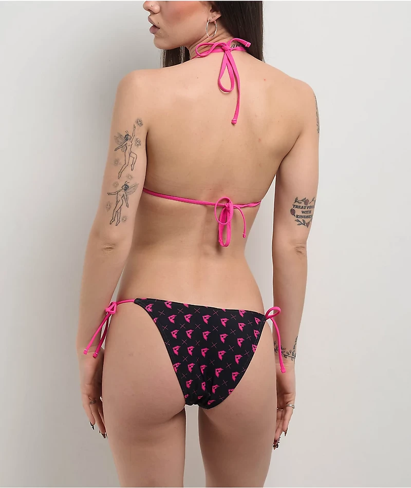 Famous Stars & Straps BOH Repeat Black & Pink High Leg Bikini Bottom